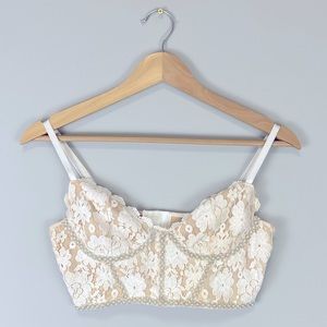 Windsor Lace Pearl and Rhinestone Bustier Corset Bra Top
